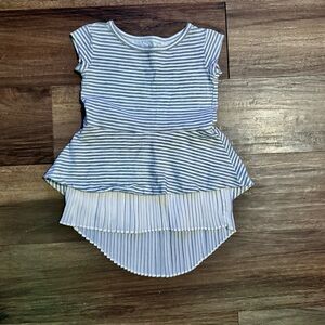 Mia Joy by Joyfolie Striped Grey and White Kids Peplum Top Size 3T